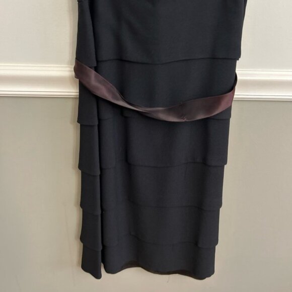 Andrea A. 1960’s Vintage Tiered Black Satin Ribbon Sleeveless Dress - Picture 5 of 12